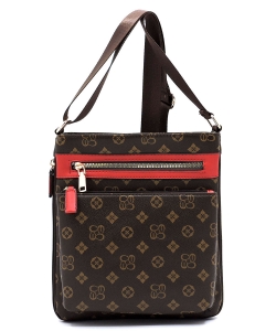 Monogrammed Crossbody Bag CS1238 BROWN/RED